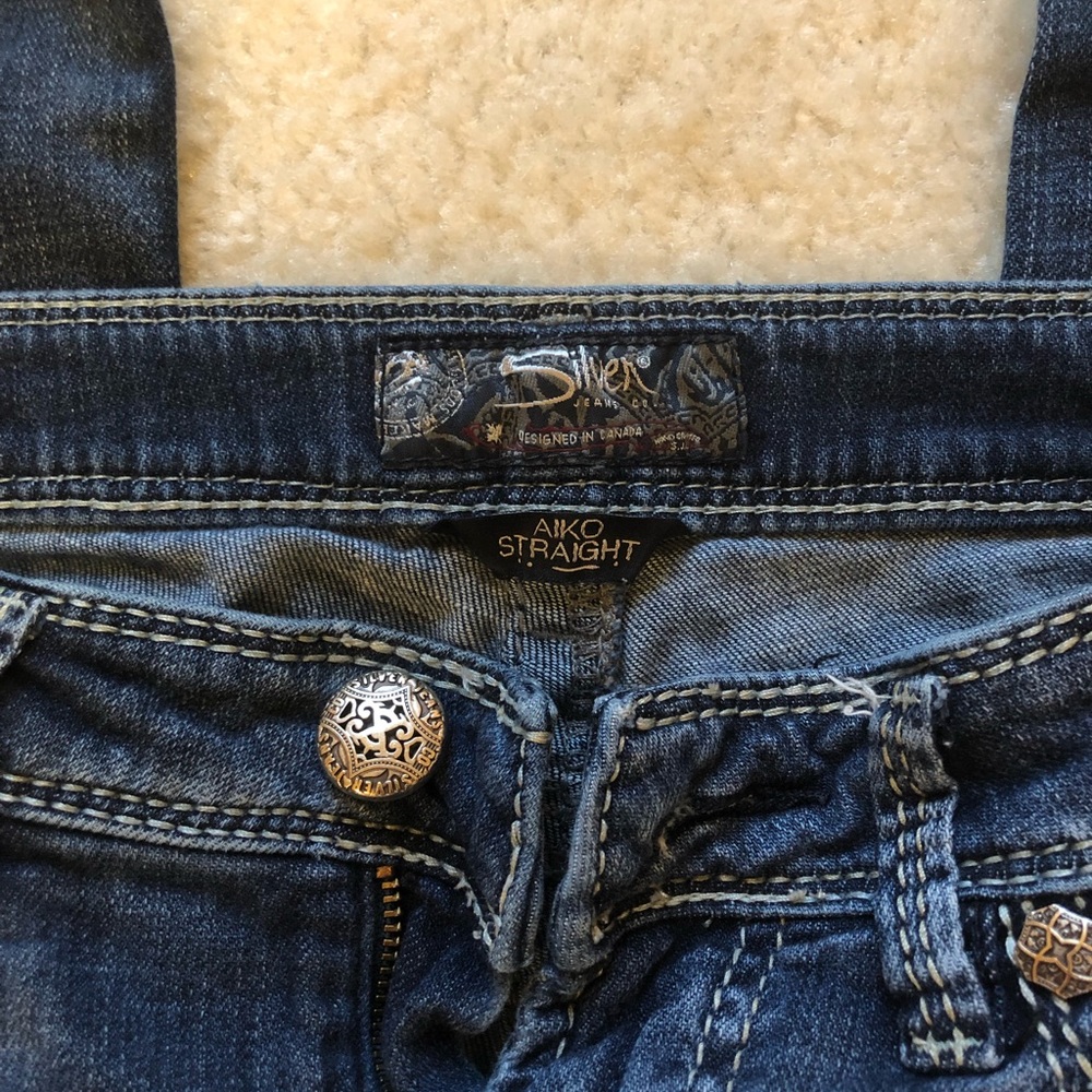 Silver Aiko Straight Ripped Jeans